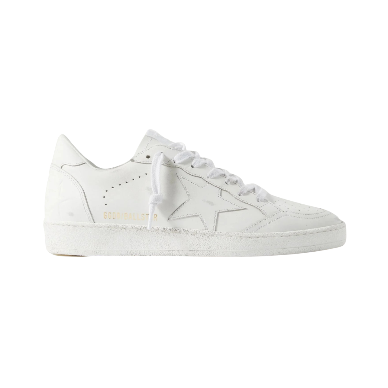 Golden Goose Ball Star Distressed Leather Sneakers White