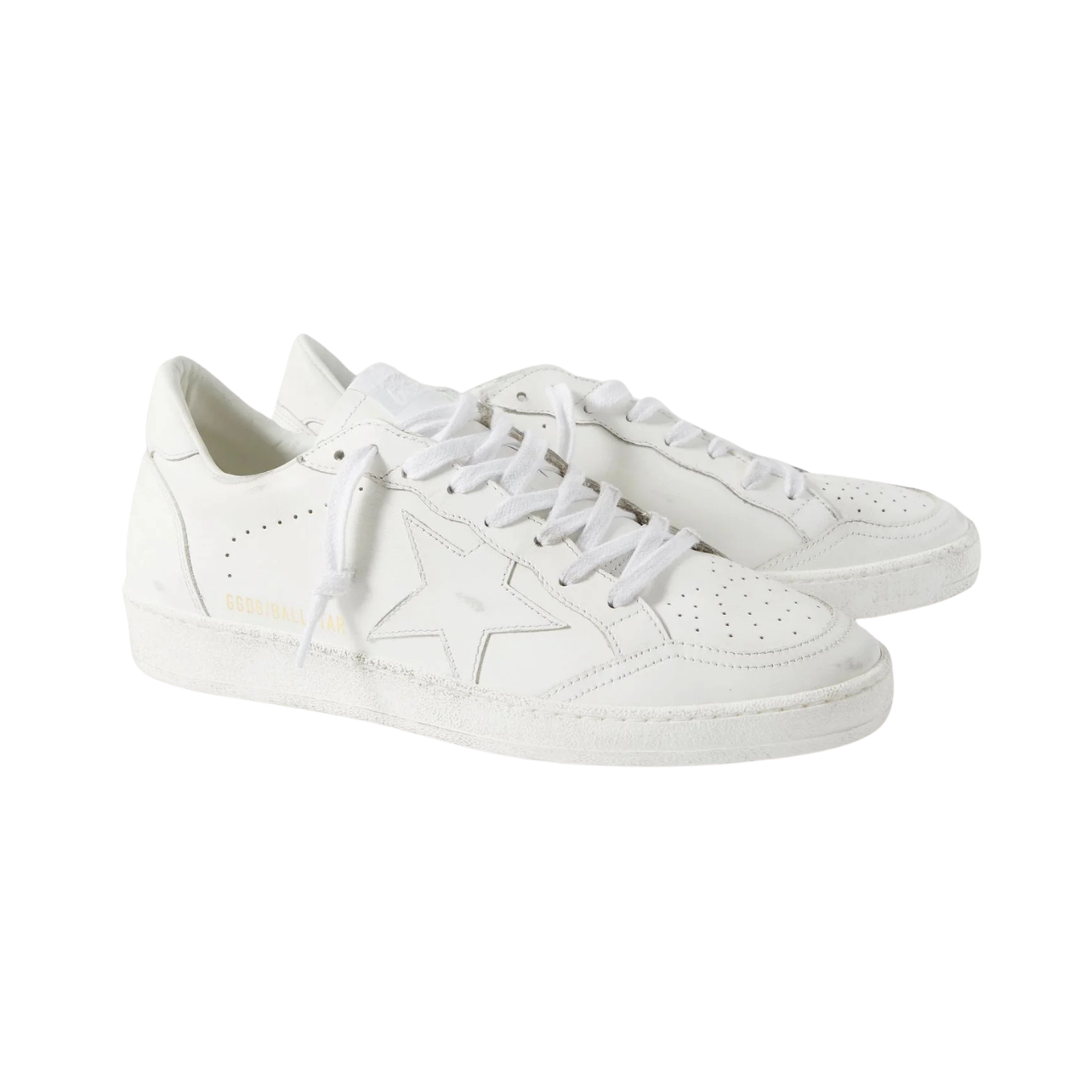 Golden Goose Ball Star Distressed Leather Sneakers White
