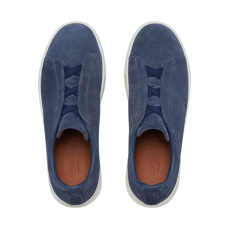 Zegna Grey Mélange Suede Triple Stitch™ Sneakers