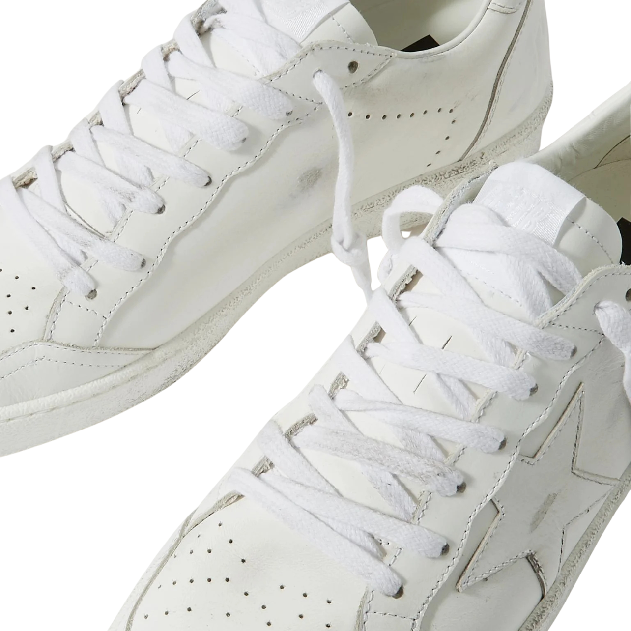 Golden Goose Ball Star Distressed Leather Sneakers White