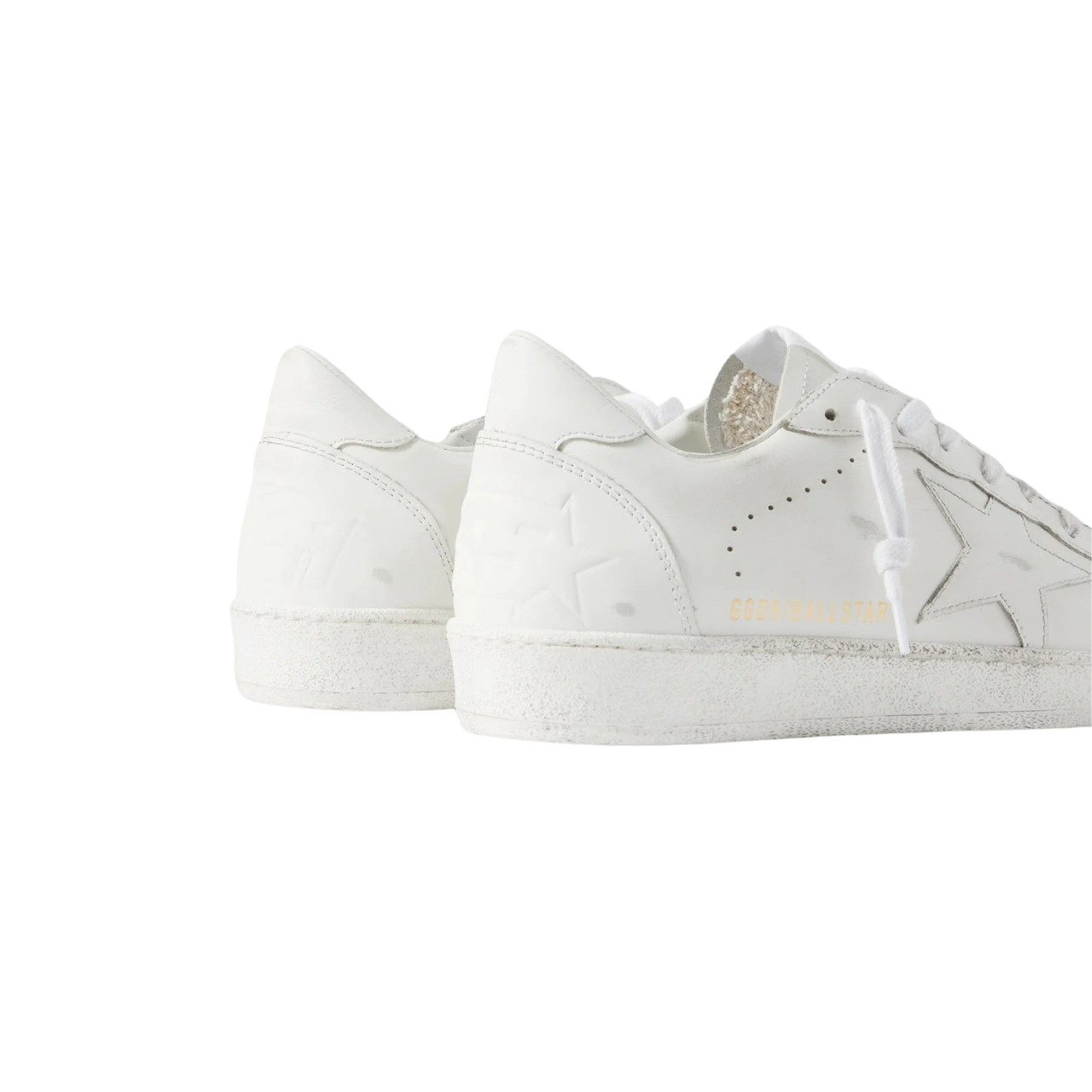 Golden Goose Ball Star Distressed Leather Sneakers White