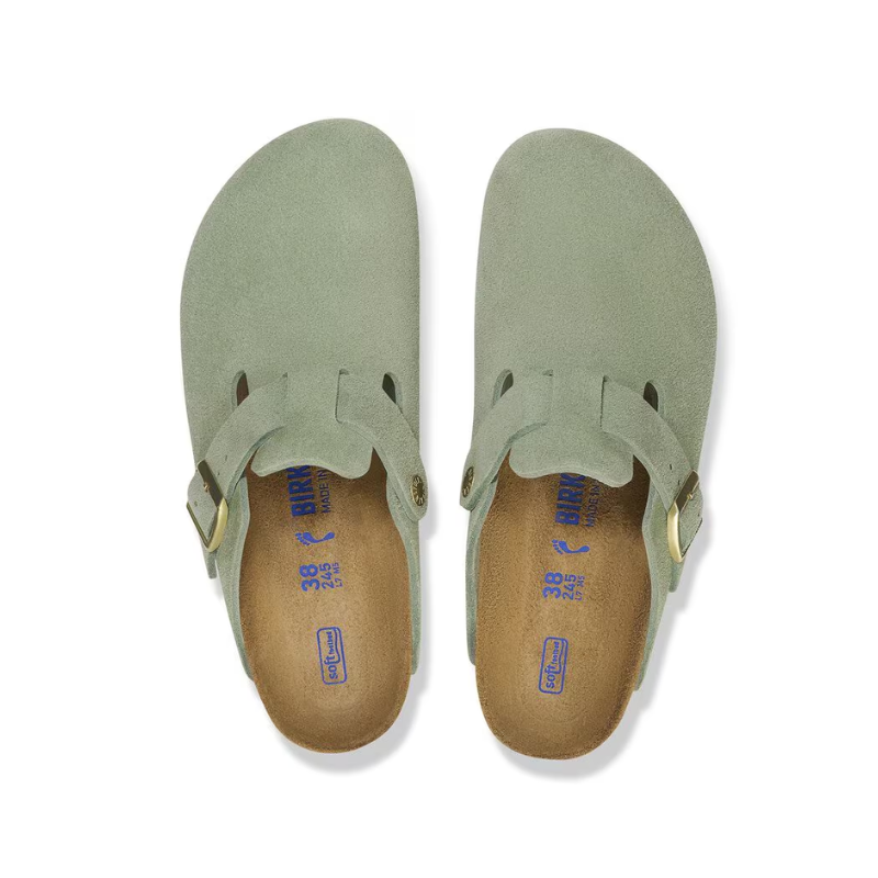 Birkenstock Boston Soft Footbed – Suede Green Tea